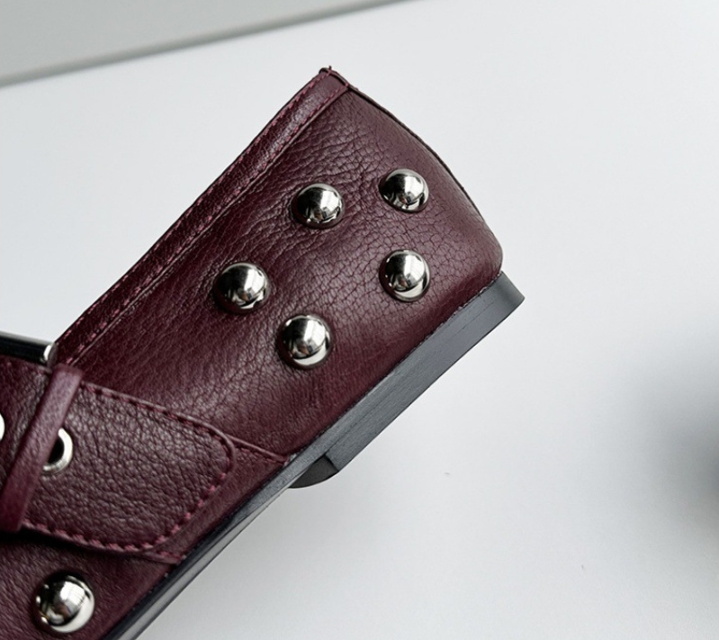 Women'S Shoes Burgundy - Dave&di Letnie minimalistyczne baleriny ze skóry