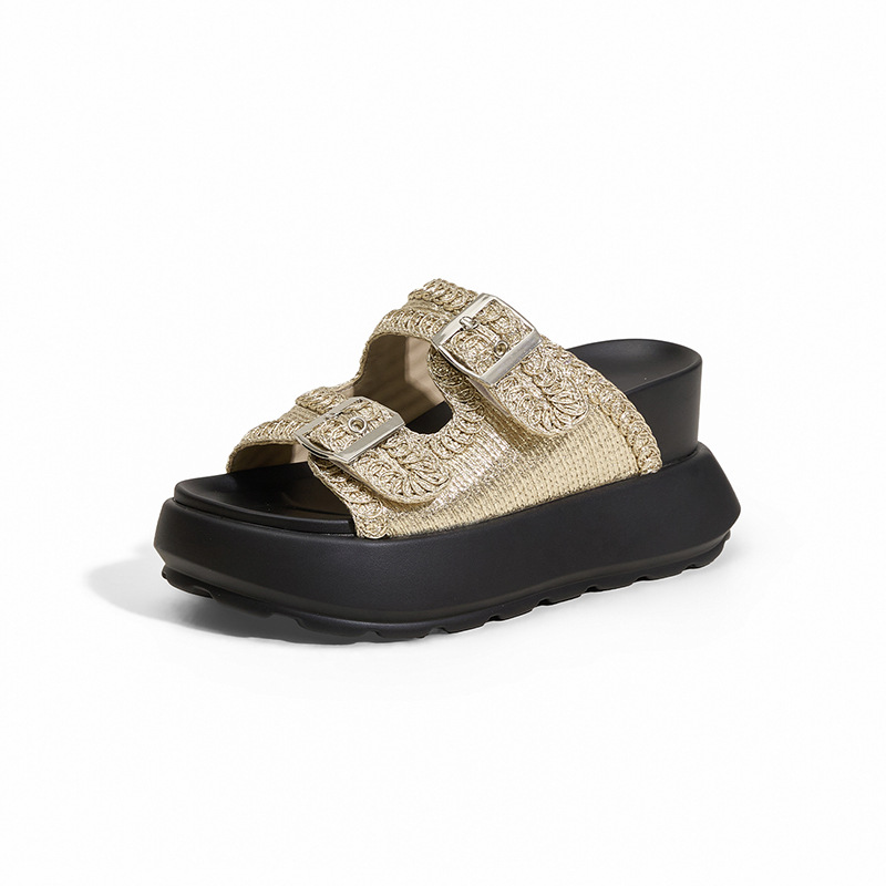 Women Shoes Japanese Brand - Sandały wsuwane na platformie z mikrofibry,