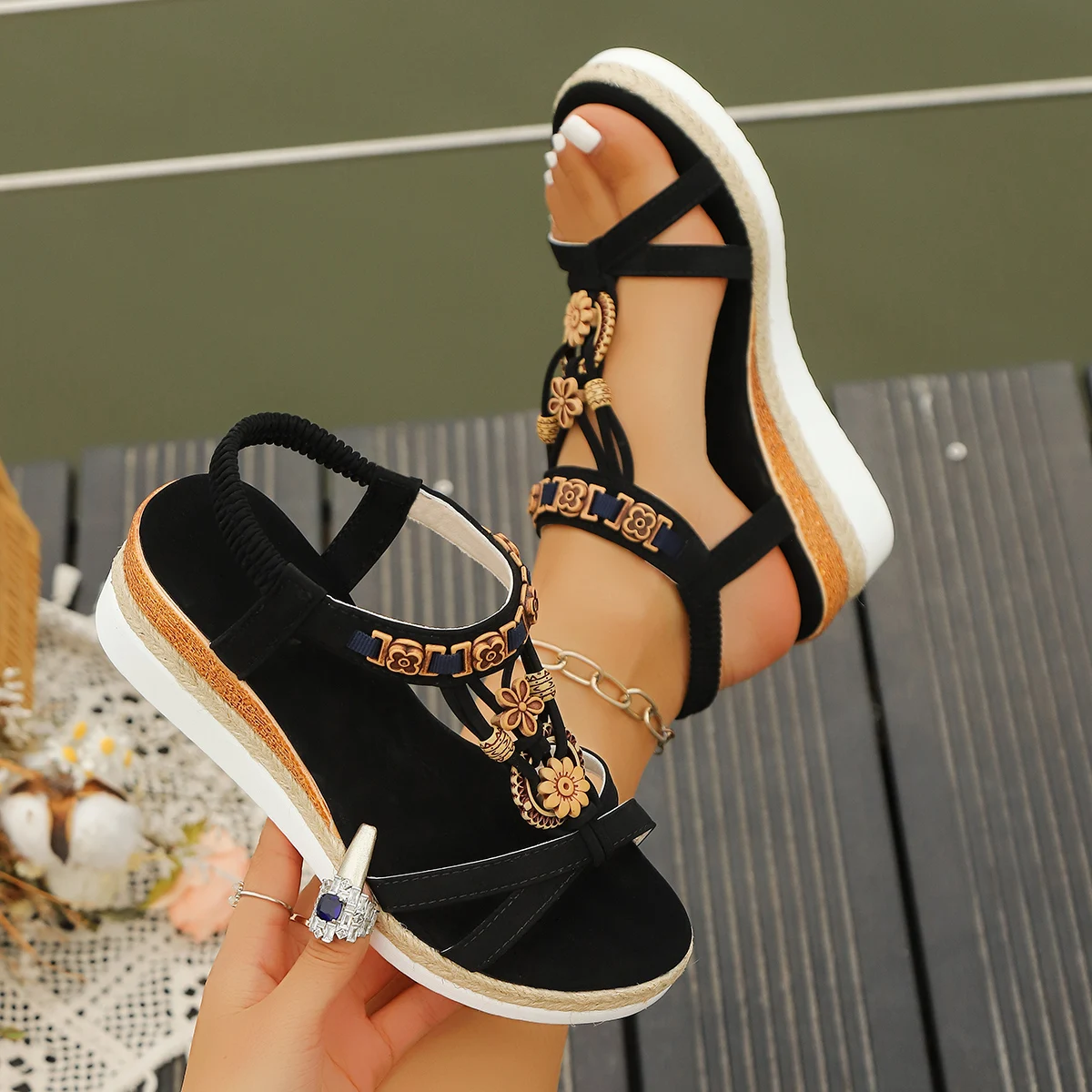 Gladiator Sandal Women - Damskie sandały na koturnie, lato 2024,