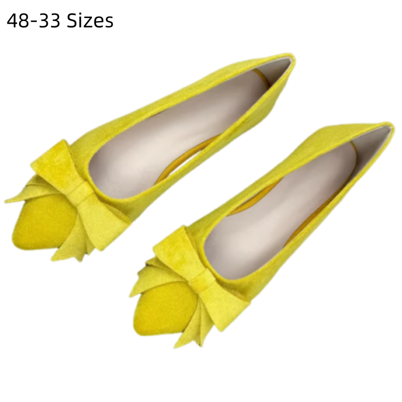 Women Shoes For Big Feet - Damskie baleriny Lady Flock Butterfly Lemon