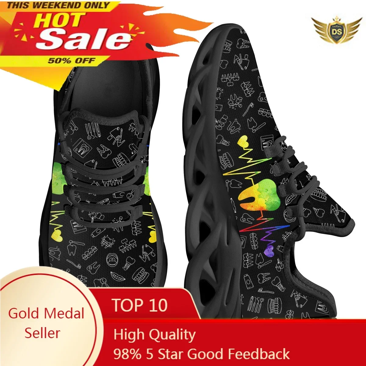 Women'S Shoes Nursing - Damskie buty pielęgniarskie z motywem serca,