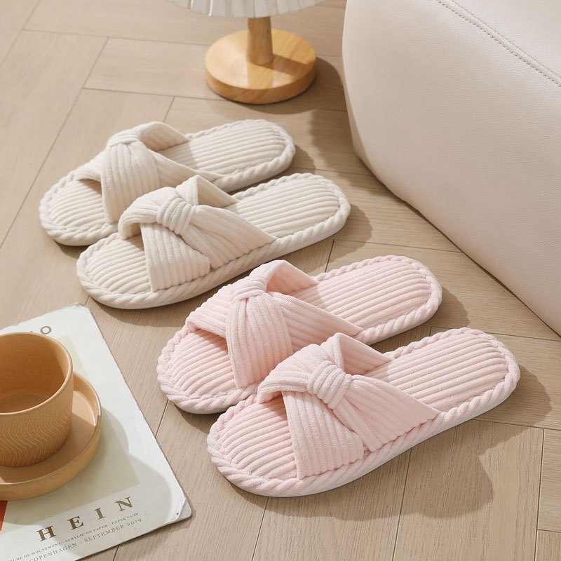 Women'S Shoes Non Slip - Damskie kapcie domowe z sztruksu z