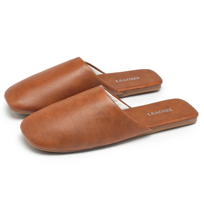 Women Shoes Japanese Brand - Klapki damskie Concise Comfort Home, skóra