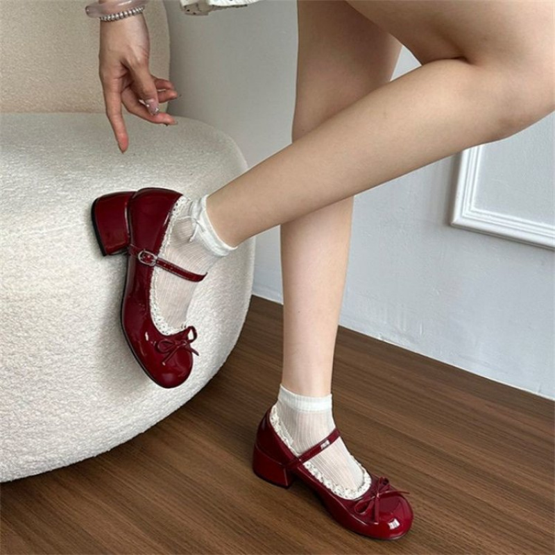 Damskie buty Mary Jane na wios – Women'S Shoes Burgundy recenzja i cena